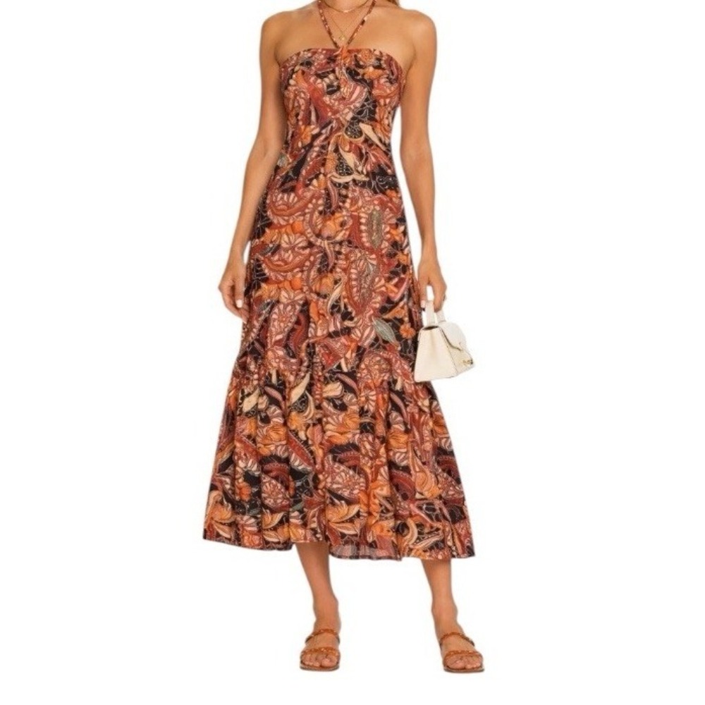 House Of Harlow 1960 Revolve Paisley Halter Maxi Dress Boho Womens Size Medium